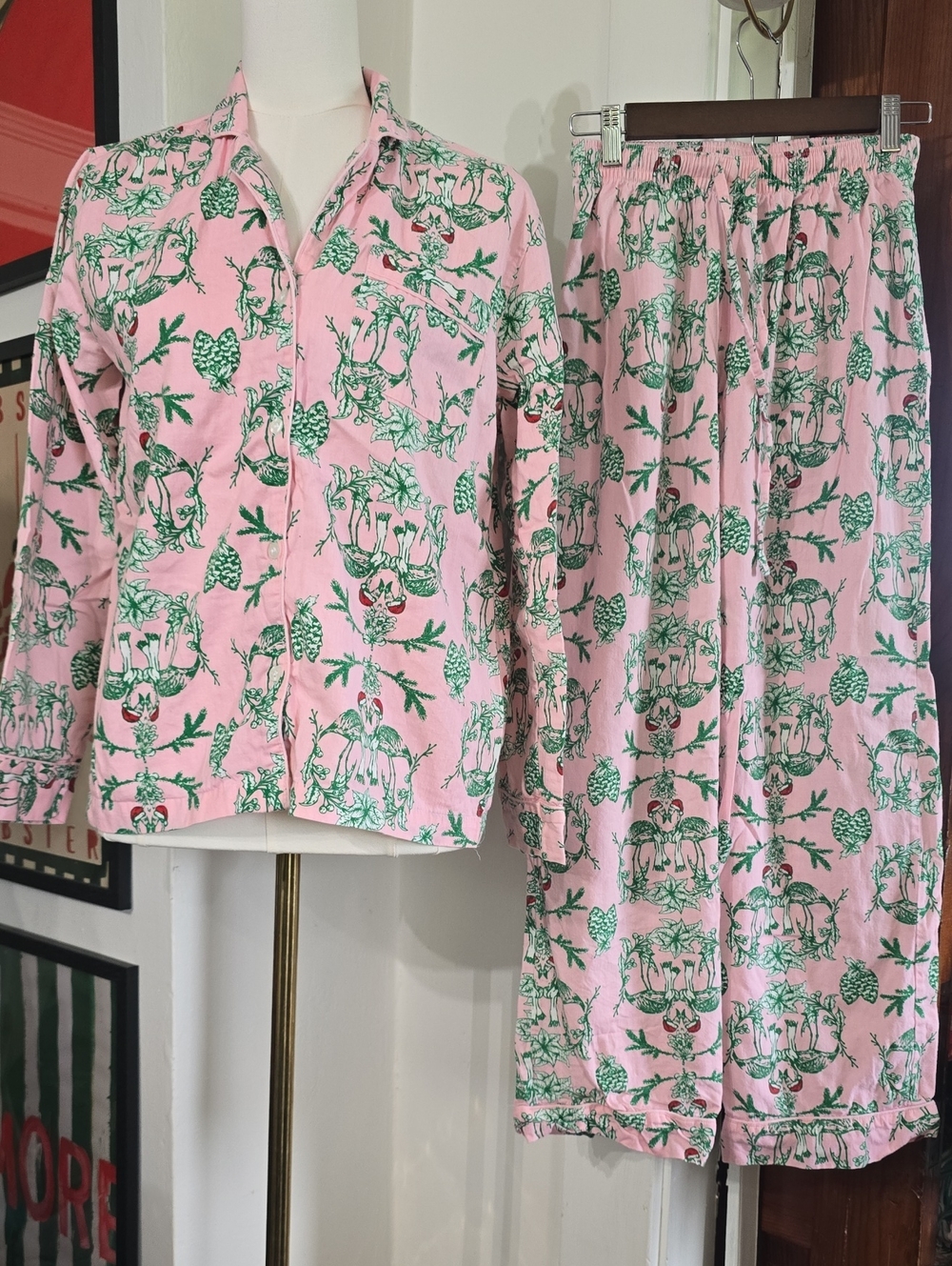 Women's Pink 8 Oak Lane Animal-Print Pajama Set